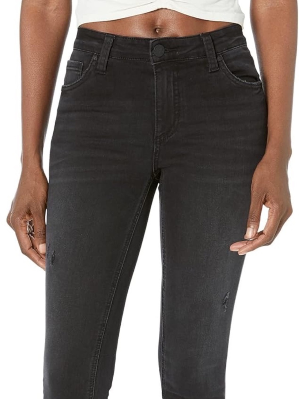 Kut from the Kloth Toothpick Skinny Jeans Black Distressed Size 8